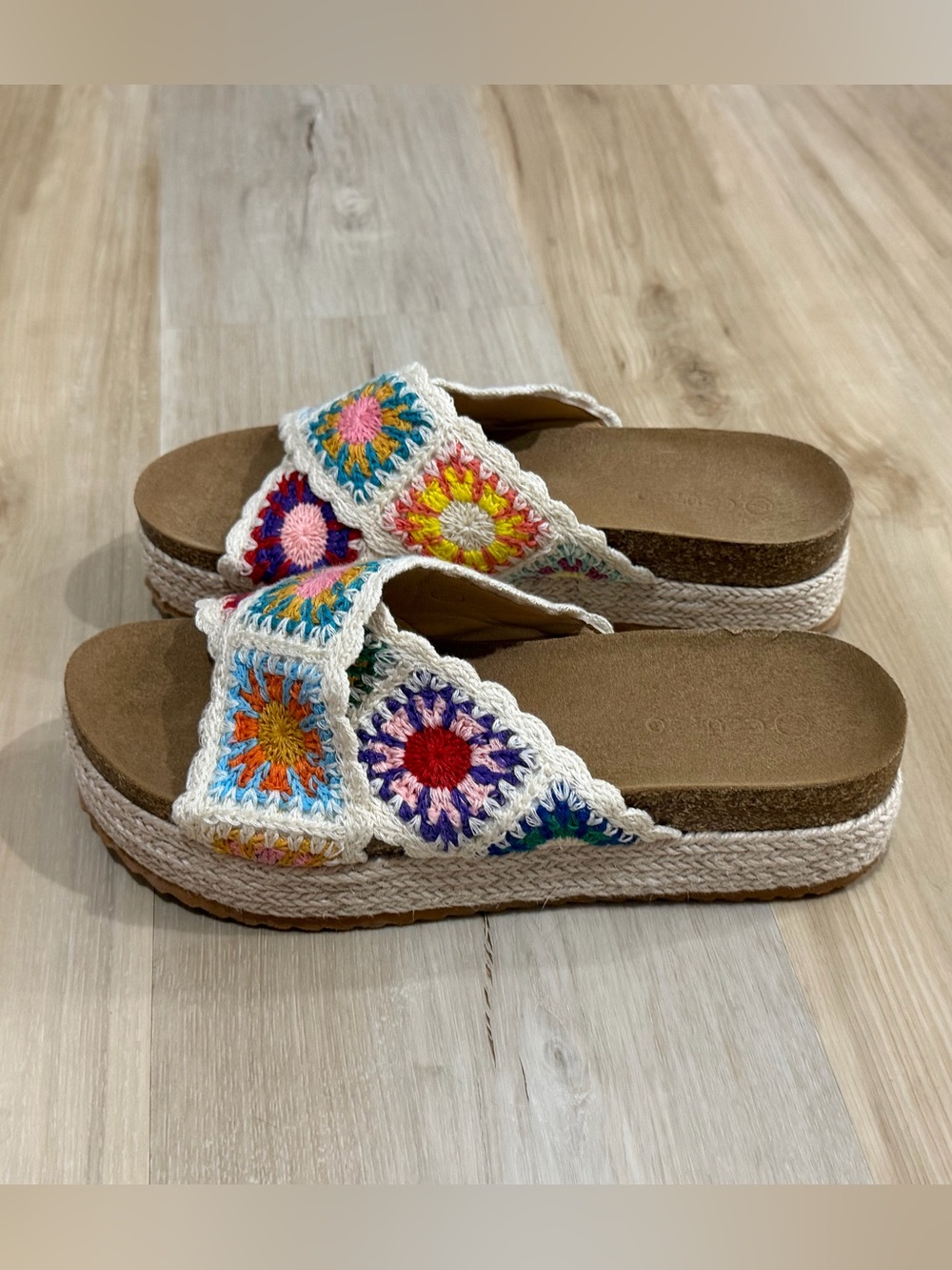 Crochet Platform Slide Sandals - Multicolor